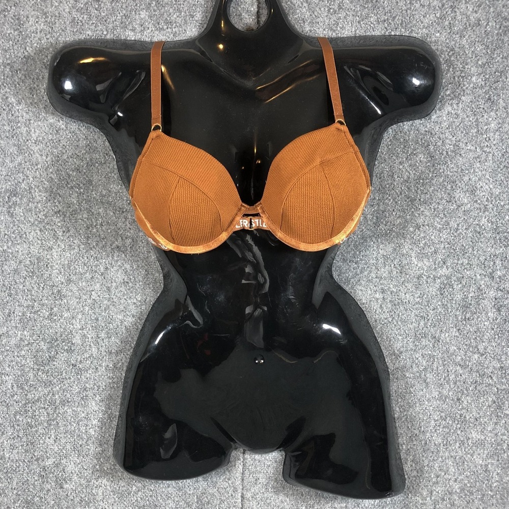 Hustler Push Up Bra Womens 36C Brown‎ Underwire Padded Logo Band Adjustable